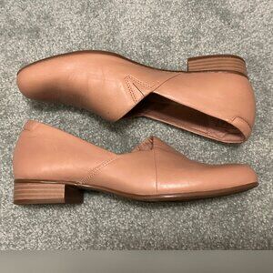 Clarks Tan/Brown Leather Flat Loafers, Size 7.5